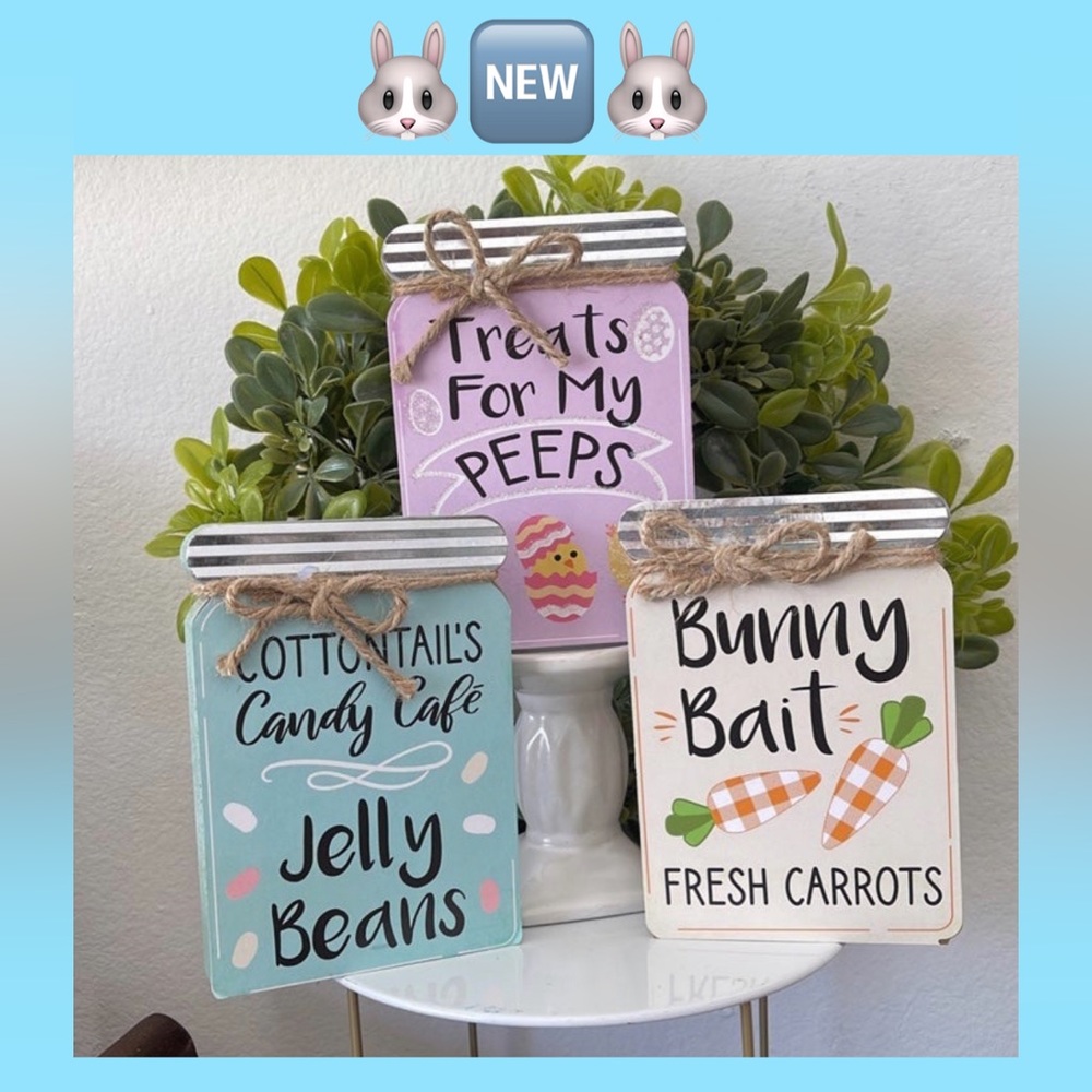 Easter Mason Jar Shelf Decor 3pcs Set 🌿🆕🌿